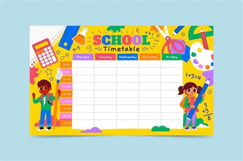 Free Vector | Cartoon back to school timetable template