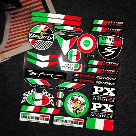 REFLECTIVE MOTORCYCLE STICKERS Italy Flag Bike Helmet Decals for ...