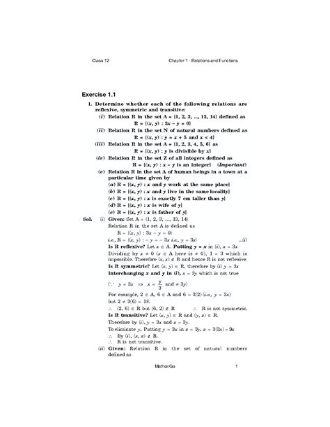 SOLUTION: Mathongo com ncert solutions class 12 maths chapter 1 relations and functions - Studypool
