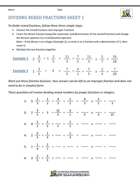 Dividing Fractions Using Models Worksheet