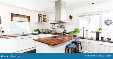 Banner with Kitchen Interior Stock Photo - Image of horizontal, indoors: 94294310