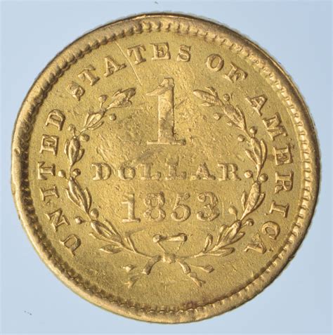 1853 United States $1 Dollar Liberty Head Gold Coin AGW .04837 oz | Property Room