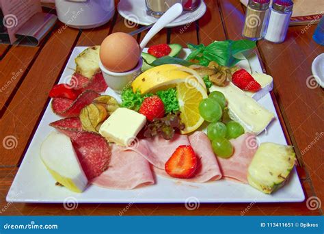 Delicious Fresh German Breakfast Served in White Dish Stock Image ...