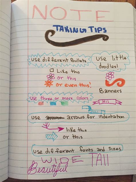 Super easy note taking tips to make your notes look prettier! | School ...