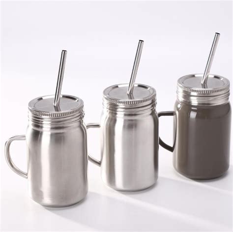 2020 Stainless Steel Straw Cup Mason Jar Single Wall 700ml Cup With Lid ...