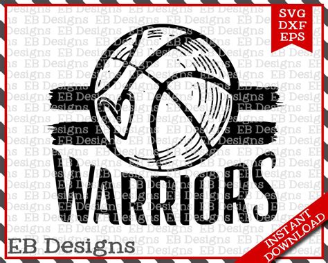 Warriors Basketball SVG DXF EPS Silhouette Cameo Cricut Basketball ...