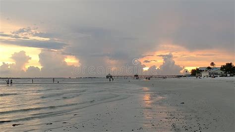 Sunset on Fort Myers Beach Florida Stock Photo - Image of beach, sunset ...