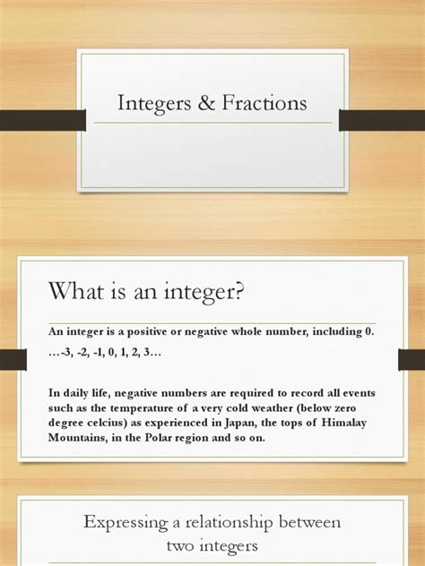 Integers & Fractions | PDF | Fraction (Mathematics) | Integer