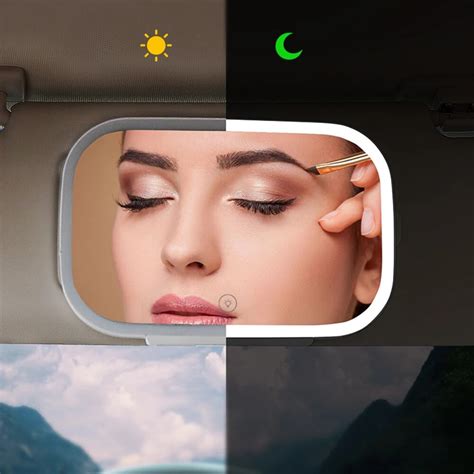 Dimmable Car Sun Visor Vanity Makeup Mirror Touch Screen Electric LED ...