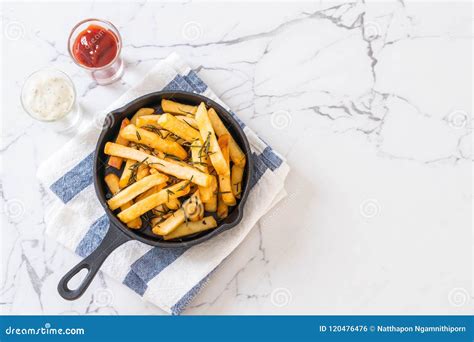 French fries with sauce stock photo. Image of rustic - 120476476