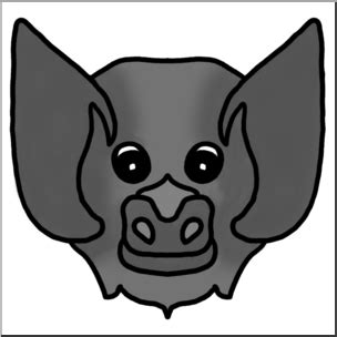Clip Art: Cartoon Animal Faces: Bat Grayscale – Abcteach
