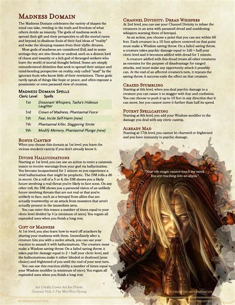 The Madness Domain (Cleric) — DND Unleashed: A Homebrew Expansion for ...