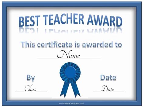 World S Best Teacher Award Certificate Templates - Printable Templates Free