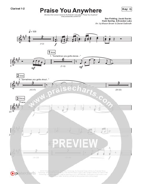 Praise You Anywhere (Worship Choir/SAB) Clarinet Sheet Music PDF ...