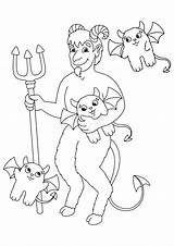 The Devil With A Pitchfork Catches Cute Devils Coloring Book Page For  sketch template