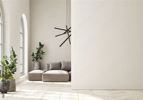 Modern home interior background, living room, minimalistic style, 3D ...