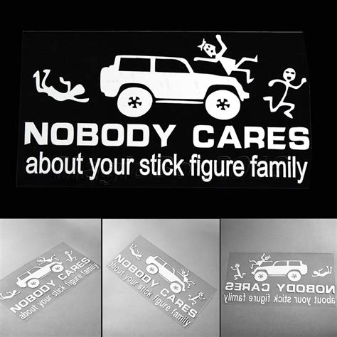 JEEP Nobody Cares About Your Stick Figure Family Funny Car bumper Decal ...