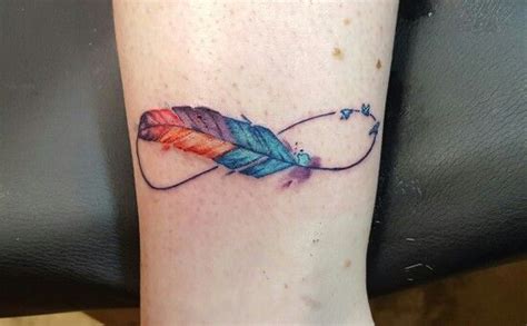 Infinity Feather Ankle Tattoo Watercolor