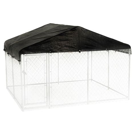 Lucky Dog 10 x 10 Foot Outdoor Chain Link Dog Kennel & Waterproof Roof Cover - Walmart.com