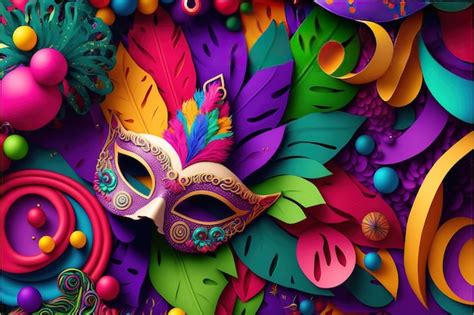 Premium Photo | Carnival masks on a purple background Multicolored illustration of Mardi Gras 3D ...