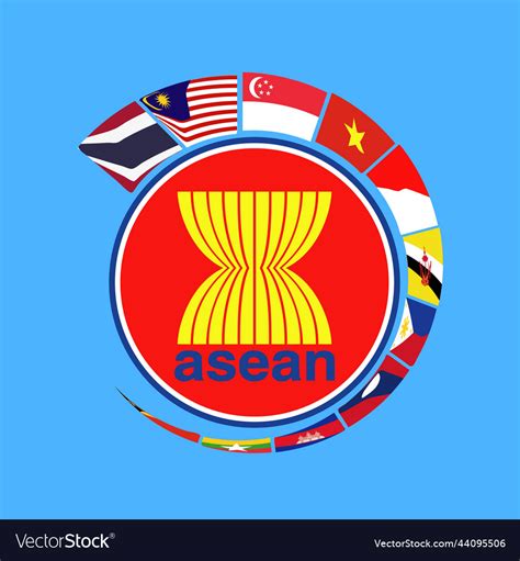 Flag of asean association southeast asian Vector Image