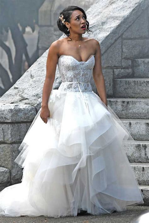 IrisWest, played by Candice Patton, was pictured in a wedding dress as ...