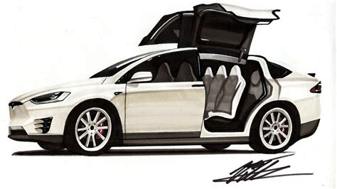 Car Drawing - Tesla Model X - Time Lapse - YouTube