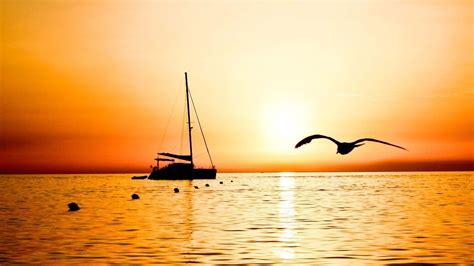 Boat silhouette, Cruise italy, Sunset wallpaper