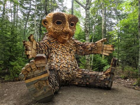 Wooden Troll Sculpture at Coastal Maine Botanical Gardens in Boothbay Editorial Stock Image ...