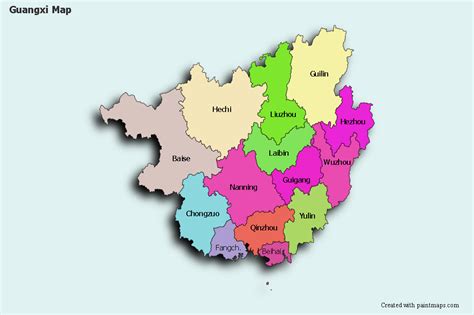 Create Custom Guangxi Map Chart with Online, Free Map Maker.