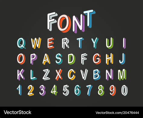 Pop art style 3d color font clipart letters Vector Image