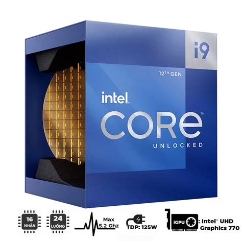 CPU Intel Core i9-12900K (3.9GHz turbo up to 5.2Ghz, 16 nhân 24 luồng, 30MB Cache, 125W ...