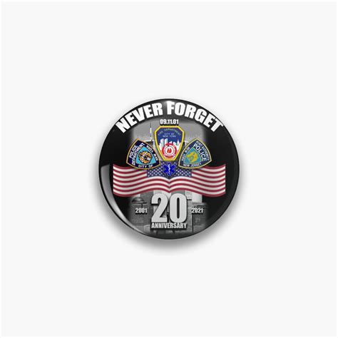 "September 11th 20th Anniversary 9/11 FDNY NYPD" Pin by -Ireland- | Redbubble