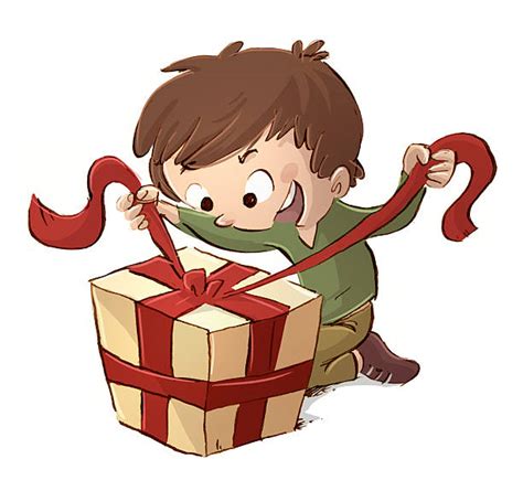 Best Kids Opening Presents Illustrations, Royalty-Free Vector Graphics ...