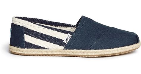 Toms Classic Stripe Canvas Slip-ons in Blue (Blue,Multi-colour) | Lyst