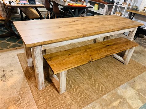 Rustic Farmhouse Dining Table Set With Bench : Rustic Farmhouse Table Set With Chairs And Bench ...
