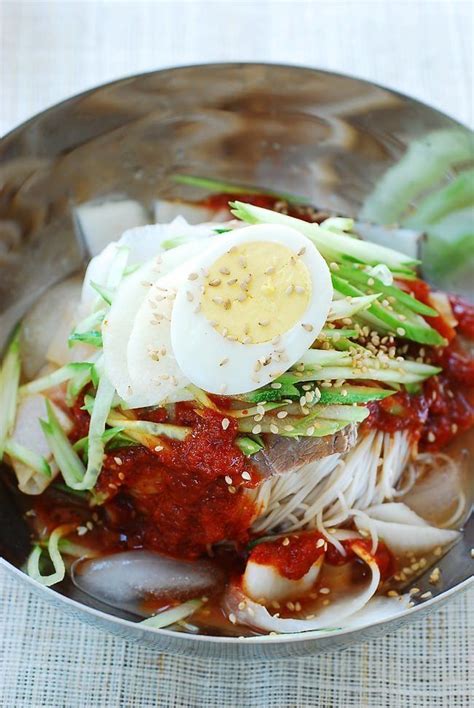 Bibim Naengmyeon (Spicy cold noodles) | Korean Bapsang | Cold pasta ...