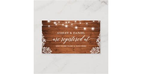 Rustic Lace Calligraphy Wedding Registry Card | Zazzle