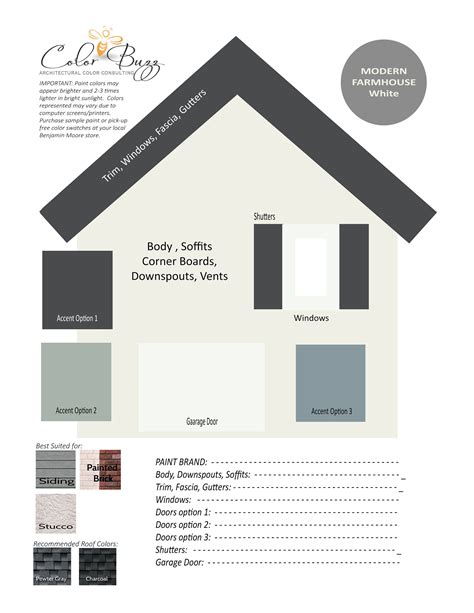 Farmhouse Exterior Paint Color Palette Benjamin Moore - Etsy