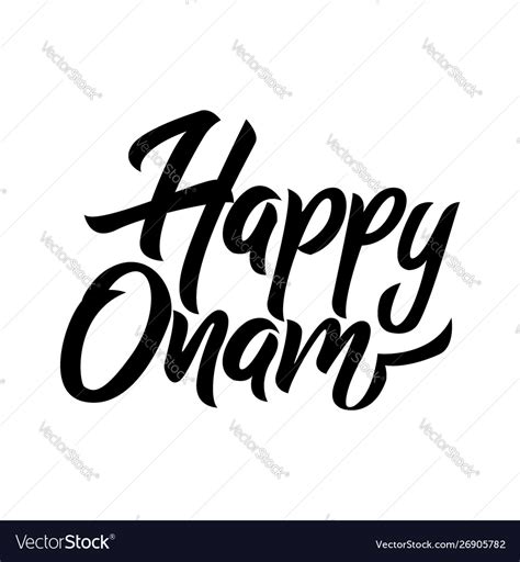 Happy onam festival black handwriting lettering Vector Image