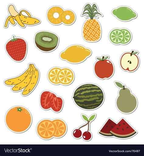 Fruit stickers Royalty Free Vector Image - VectorStock