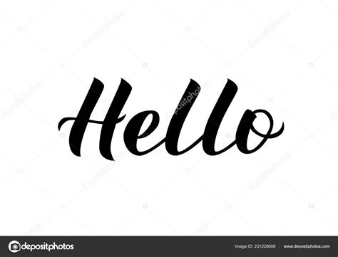 Hello calligraphy lettering isolated on white. Hand drawn typography ...