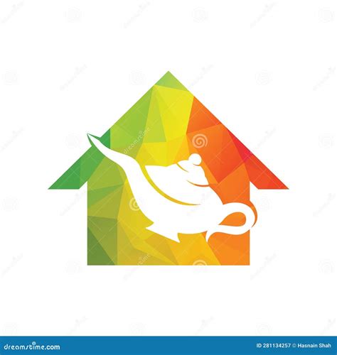 Genie Magic Lamp Logo Design Vector. Stock Vector - Illustration of ...