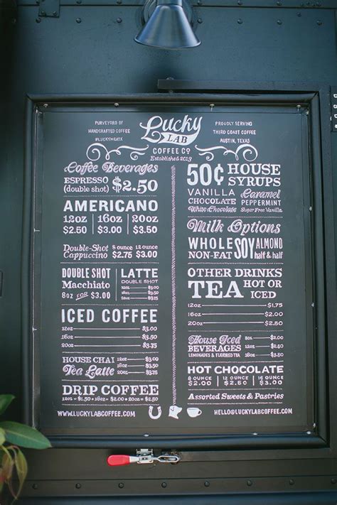 Coffee shop menu, Coffee truck, Coffee menu design