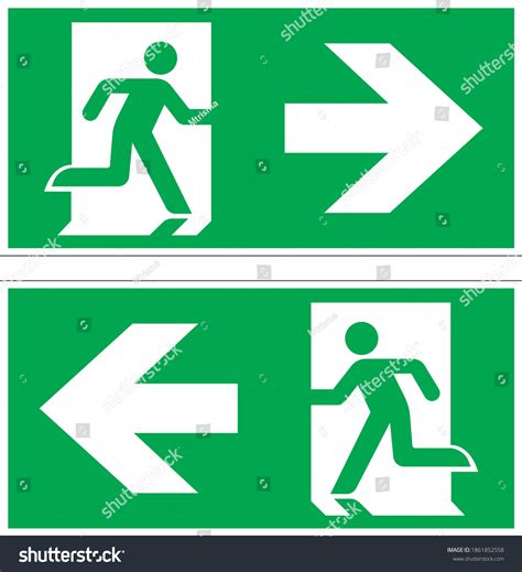 Emergency Exit Sign Door Vector Arrow Stock Vector (Royalty Free ...