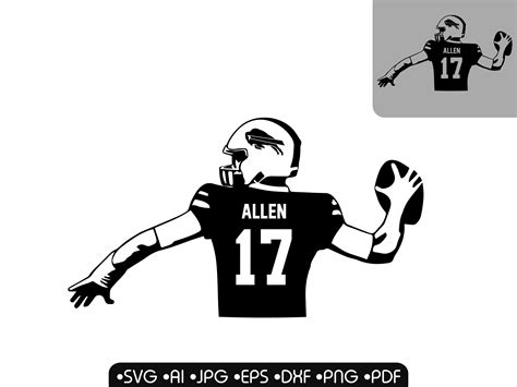 Josh Allen 17 Buffalo Bills Silhouette NFL vector | Etsy