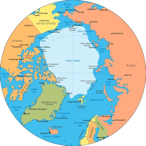 Arctic Ocean Map | Arctic Circle and Ice