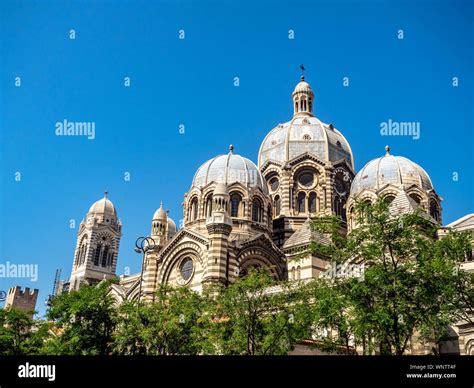 Marseille Cathedral also known as Notre Dame de la Major with beautiful ...