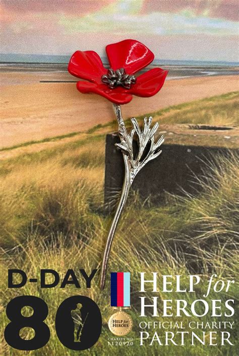 D-Day 80 Commemoration Poppy Brooch, We Will Donate £2 From Every Sale – Rock n Romance