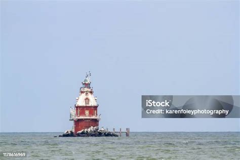 Ship John Shoal Lighthouse In Delaware Bay Stock Photo - Download Image ...